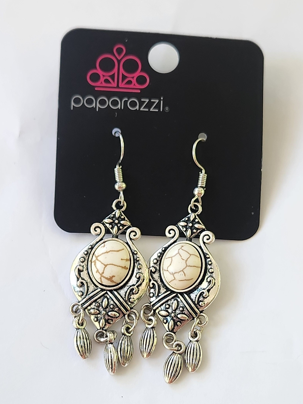 Enchantingly Environmentalist White Paparazzi Earrings
